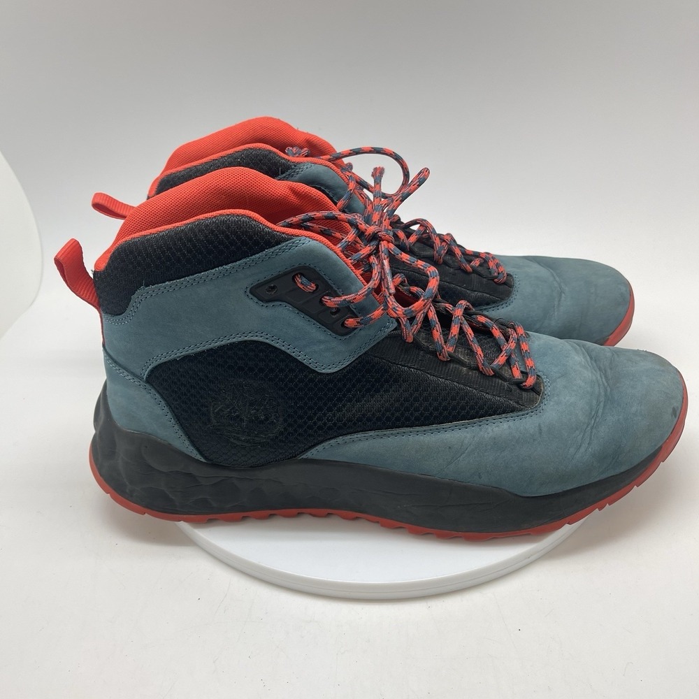 Timberland Boots Mens 11 Solar Wave Mid Chukka Blue Leather Suede Lace Up Casual